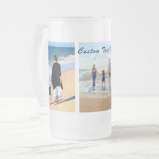 Upload Your Photo Collage Glass Beer Mug Add Text (Front Left)