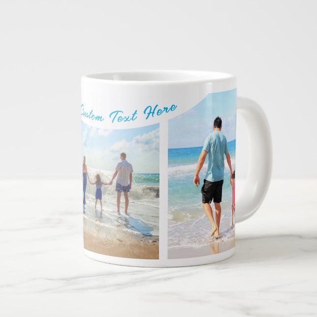 Upload Your Photo Collage Mug Gift Add Custom Text (Front Right)