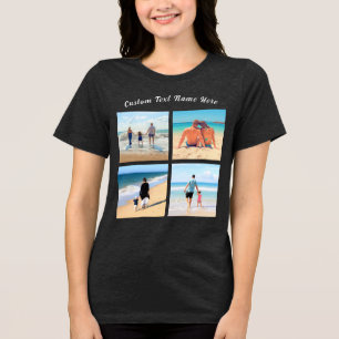 Upload Your Photo Collage Personalised Text Tri-Blend Shirt