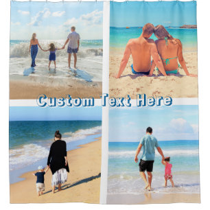 Upload Your Photo Collage Shower Curtain Add Text