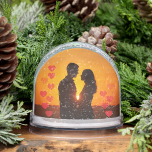 Upload your photo Couple heart Snow Globe