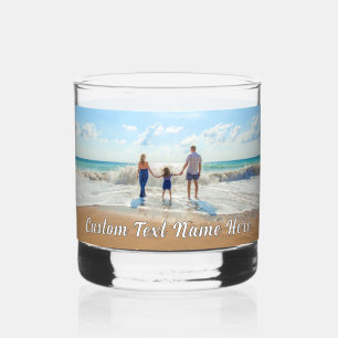 Upload Your Photo Custom Text Name Personalised Whiskey Glass