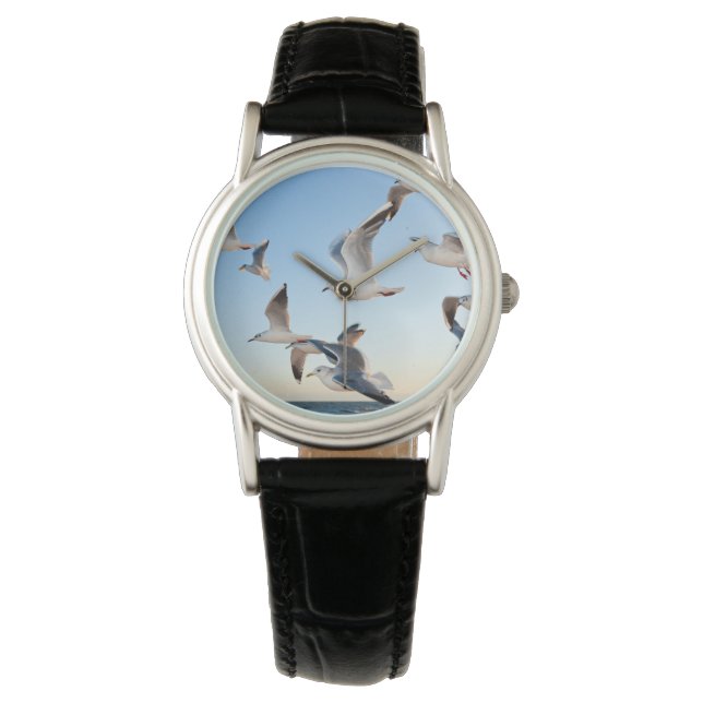 Upload your photo, flying birds,  ladies watch (Front)