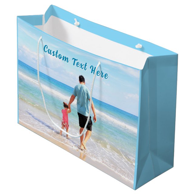 Upload Your Photo Gift Bag Add Custom Text Name (Front Angled)