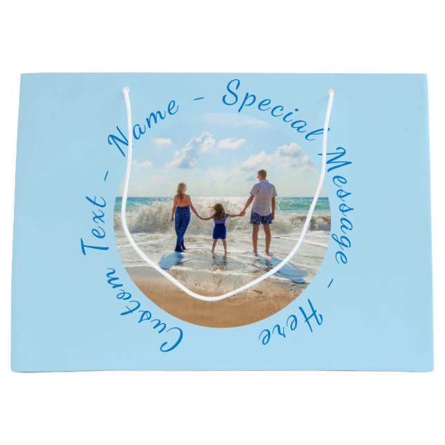 Upload Your Photo Gift Bag Personalised Text Name (Front)