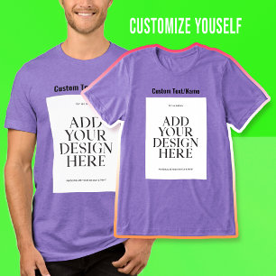 Upload Your Photo Image Custom Personalised Text Tri-Blend Shirt