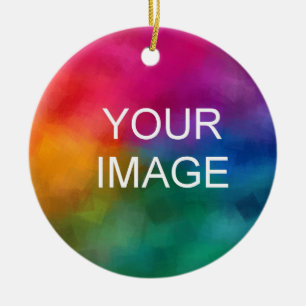 Upload Your Photo Image Logo Emblem Template Ceramic Tree Decoration