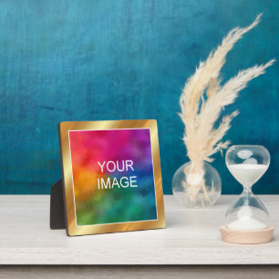Upload Your Photo Image Logo Gold Easel Template Plaque