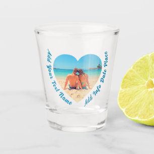 Upload Your Photo In Heart Shot Glass Add Text