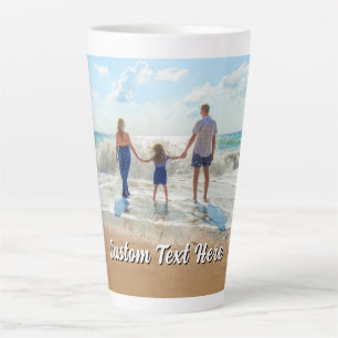 Upload Your Photo Latte Mug Gift Personalised Text