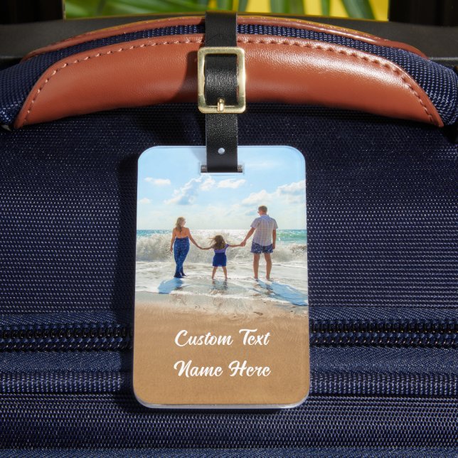 Upload Your Photo Luggage Tag Personalised Text (Front Insitu 2)