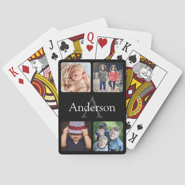 Upload your photo name and monogram playing cards (Back)