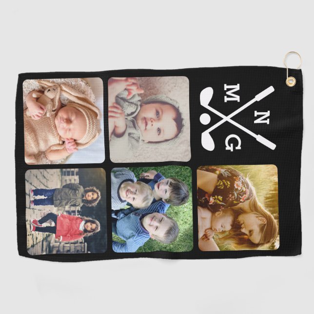 Upload your photo name monogrammed golf towel (Horizontal)