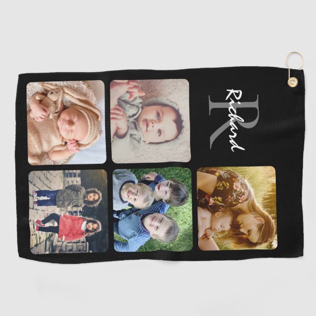 Upload your photo name monogrammed golf towel (Horizontal)