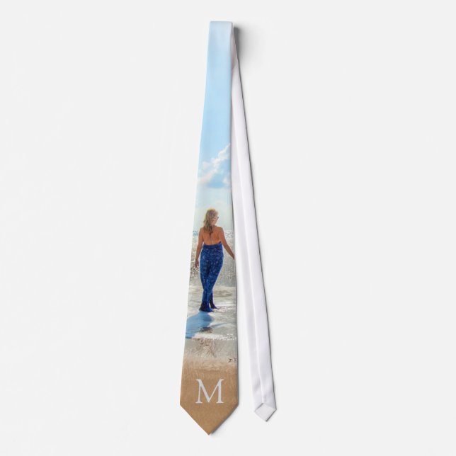 Upload Your Photo Neck Tie Gift Add Custom Letter (Front)