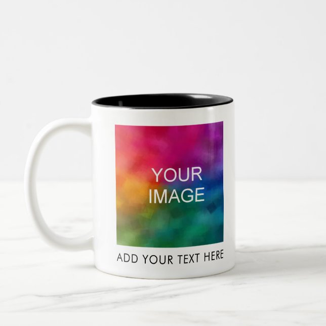 Upload Your Photo or Business Logo Simple Template Two-Tone Coffee Mug (Left)