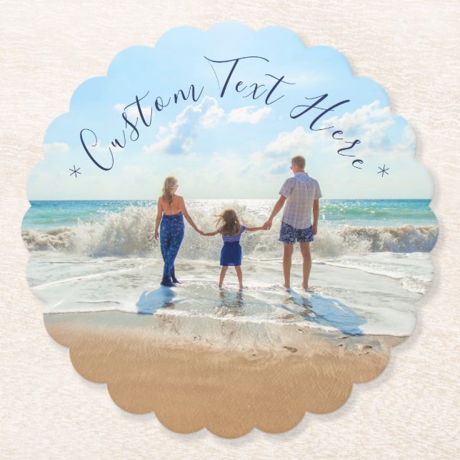 Upload Your Photo Paper Coasters Add Text Name (Front)