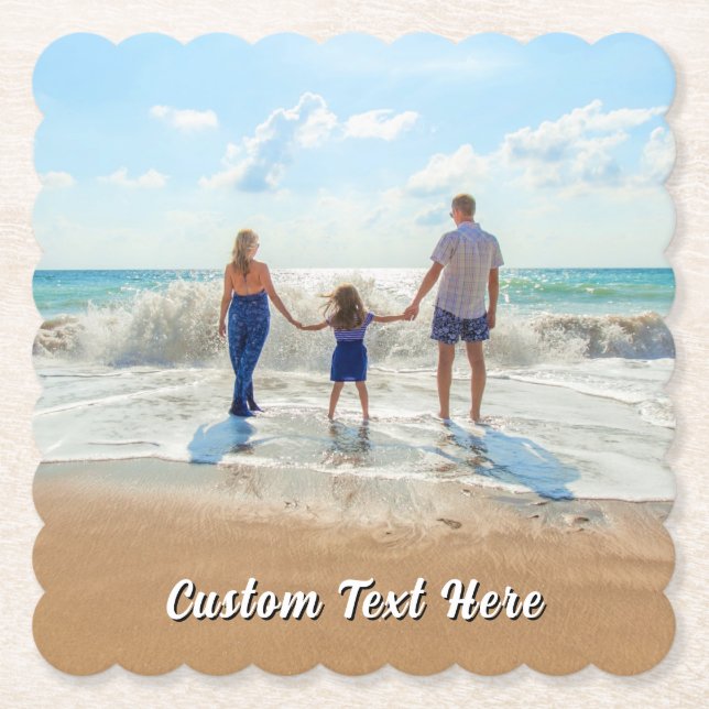 Upload Your Photo Paper Coasters Gift Add Text (Front)