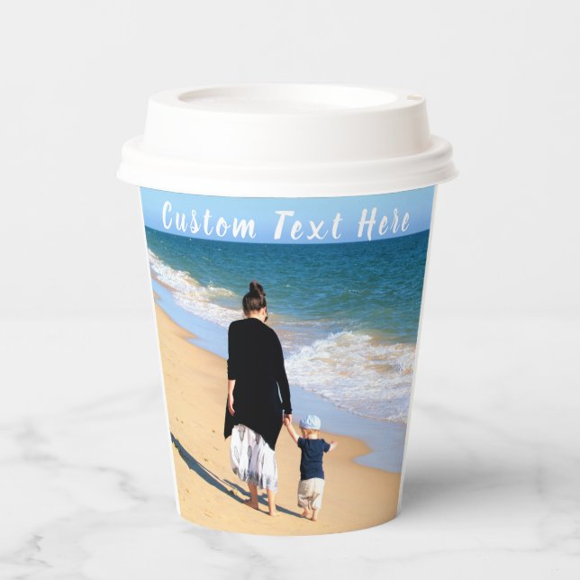 Upload Your Photo Paper Cups Personalised Text (Front)