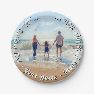 Upload Your Photo Paper Plates Add Custom Text