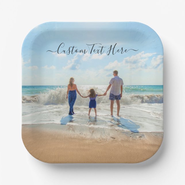 Upload Your Photo Paper Plates Personalised Text (Front)