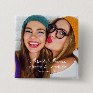Upload your photo personalise with names, dates 15 cm square badge