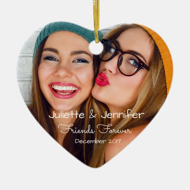 Upload your photo | personalise with names, dates ceramic tree decoration (Front)