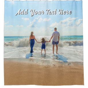 Upload Your Photo Shower Curtain Personalised Text