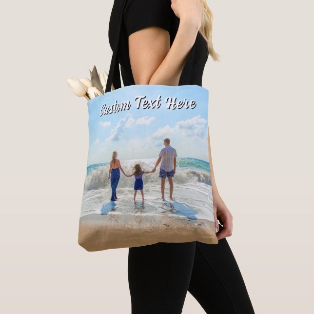Upload Your Photo Tote Bag Personalise Text Name (Close Up)