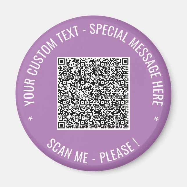 Upload Your QR Code Add Custom Text Magnet Example (Front)