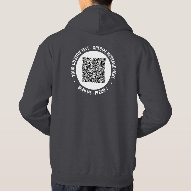 Upload Your QR Code Add Text Info Hoodie Example (Back)