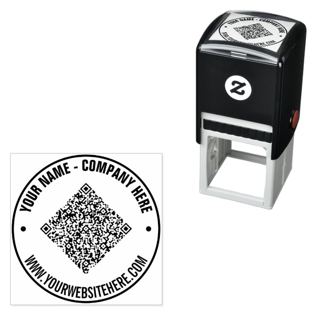 Upload Your QR Code and Text Round Stamp Example (In Situ)