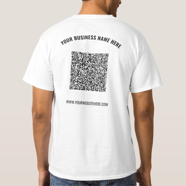 Upload Your QR Code Branded T-Shirt Add Text Info (Back)