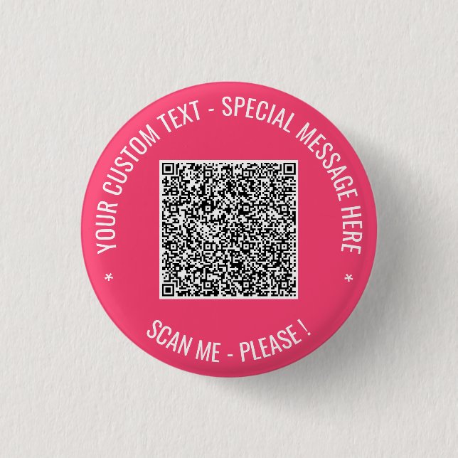 Upload Your QR Code Custom Text Promotional Button (Front)