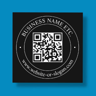Upload Your QR code & Customisable Text   Black Square Business Card