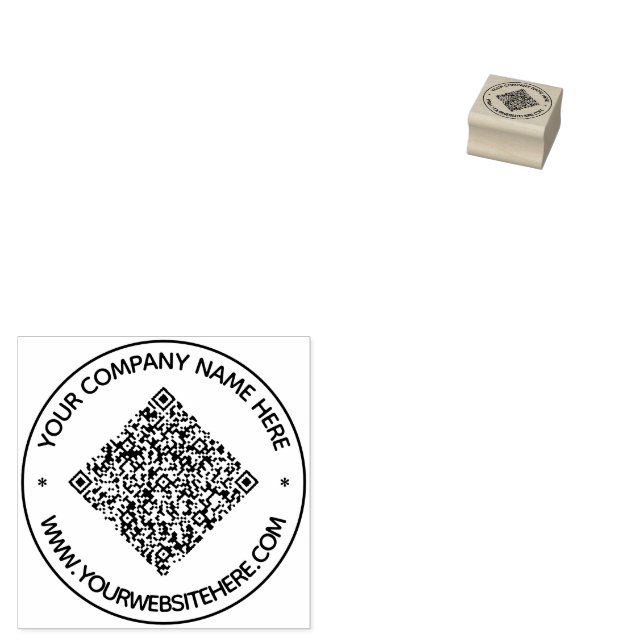 Upload Your QR Code Round Stamp Add Text Name Info (Stamped)