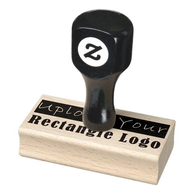 Upload Your Rectangle Logo Wood Handle Rubber Stamp (Stamp)