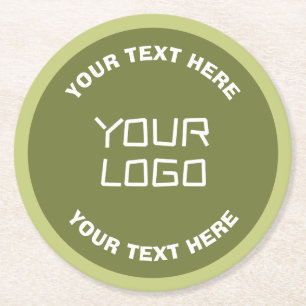 Uploaded Logo or Design & Editable Text Any Colour Round Paper Coaster