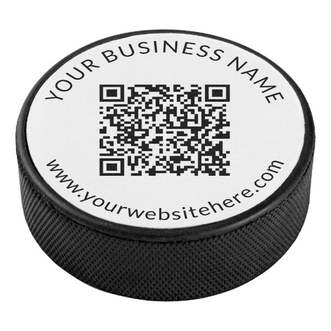 Uploaded QR code Template with Editable Text Hockey Puck (3/4)