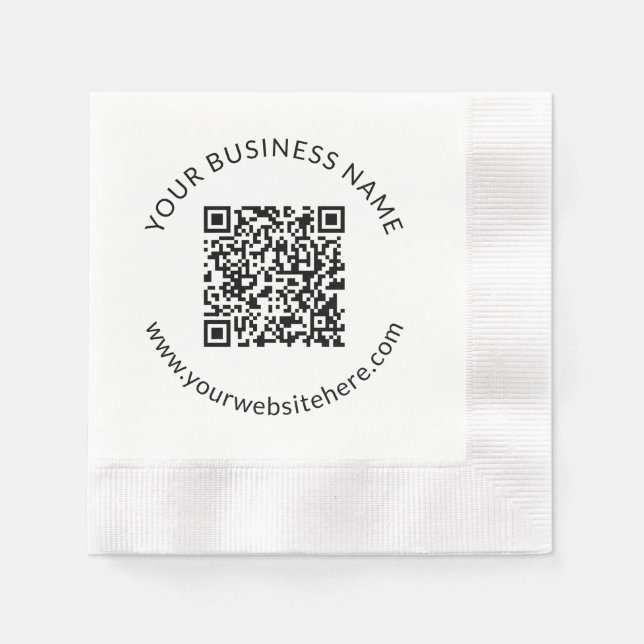 Uploaded QR code Template with Editable Text Napkin (Front)