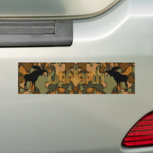 UpNorth Moose Silhouette Camo  Bumper Sticker