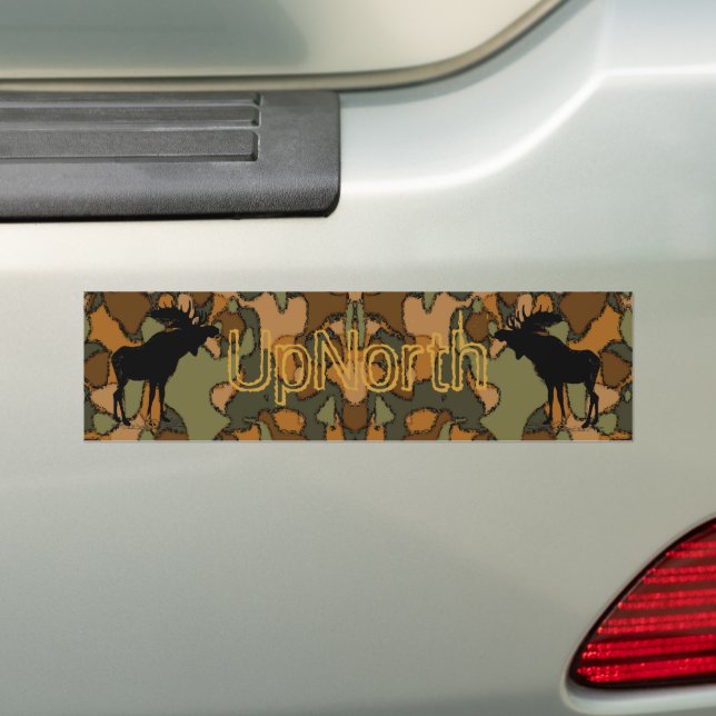 UpNorth Moose Silhouette Camo  Bumper Sticker (On Car)