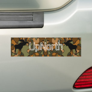 UpNorth Moose Silhouette Camo Bumper Sticker