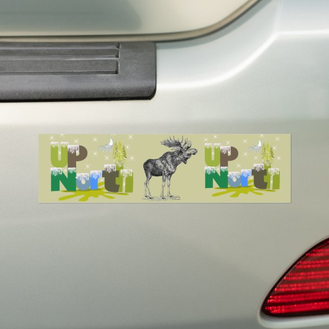 UpNorth Vintage Moose Bumper Sticker (On Car)