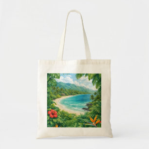 Upolu Samoa Tropical Beach, Hibiscus & Jungle Tote Bag