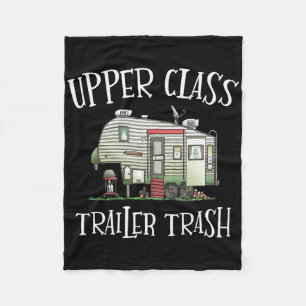 Upper Cl Trailer Trash Funny Camper Camping Outdoo Fleece Blanket