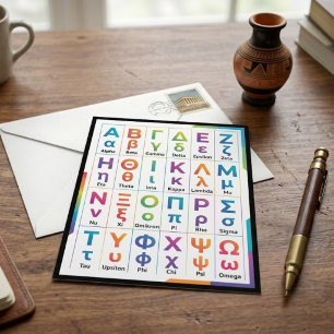 (Upper & Lower Case) Colourful Greek Alphabet Gift Postcard