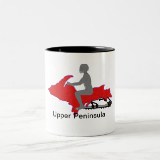 Upper Peninsula Snowmobile Two-Tone Coffee Mug
