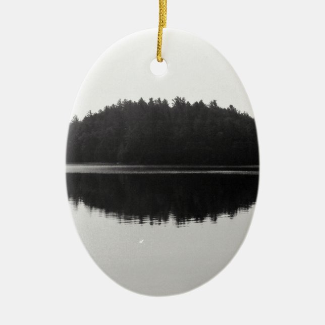 Upper Saranac Lake Adirondack Island Photograph Ceramic Tree Decoration (Front)