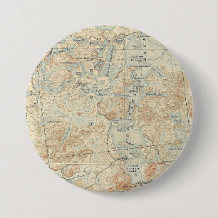 Upper Saranac Lake Detail from Old Topographic Map 7.5 Cm Round Badge